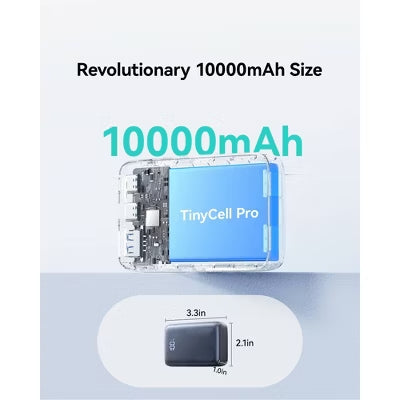 Palm‑Sized 10000mAh Portable Charger 45W PD Fast Charge With Attached USB‑C Cord Power Bank