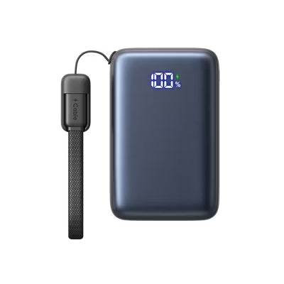 Palm‑Sized 10000mAh Portable Charger 45W PD Fast Charge With Attached USB‑C Cord Power Bank